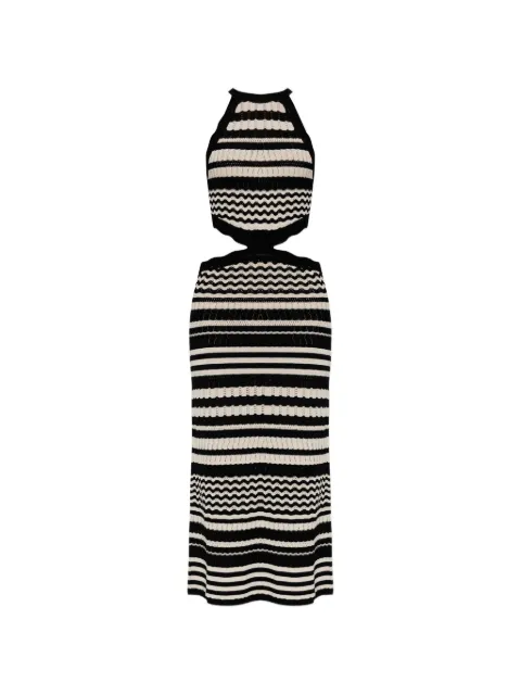 Akep stripe-knit cutout dress