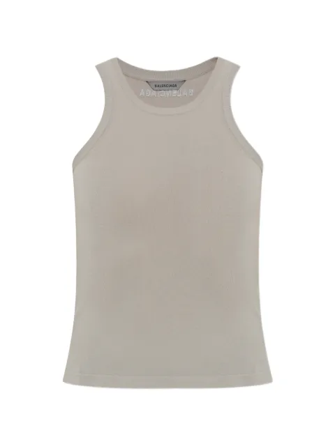 Balenciaga logo-embroidered ribbed-knit tank top