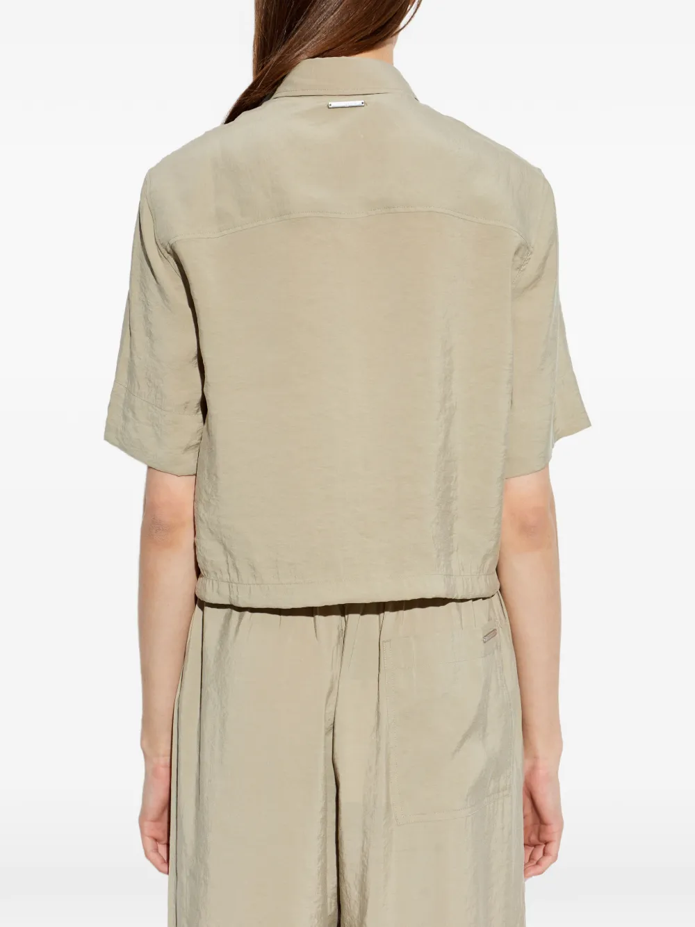 Maison Kitsuné Blouse met korte mouwen en trekkoord Beige
