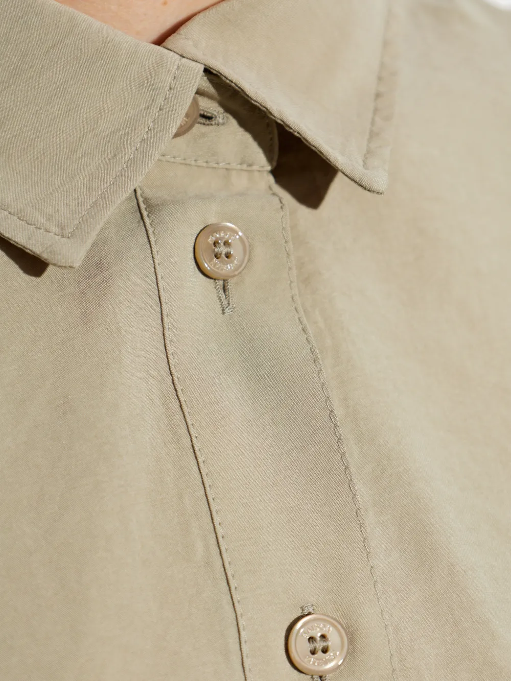 Maison Kitsuné Blouse met korte mouwen en trekkoord Beige