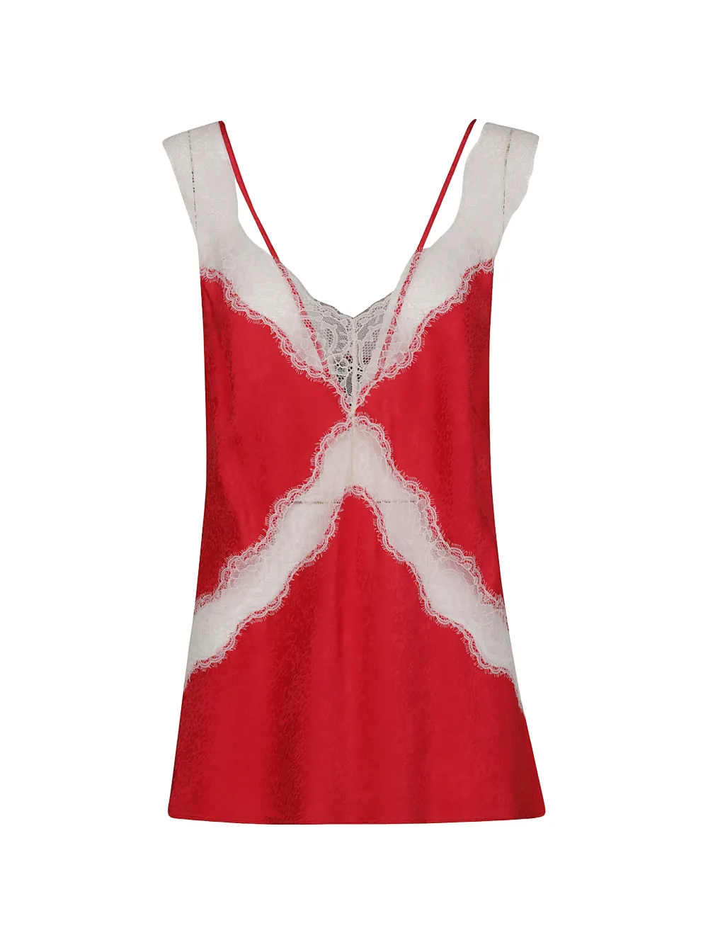 PINKO lace-trim jacquard top - Rosso