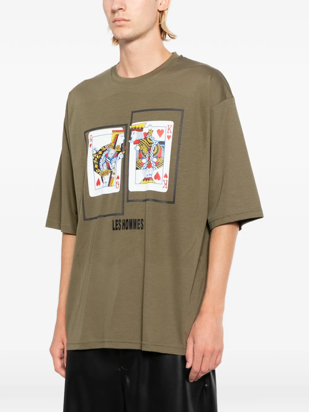  Les Hommes Camiseta Estampada - Verde 