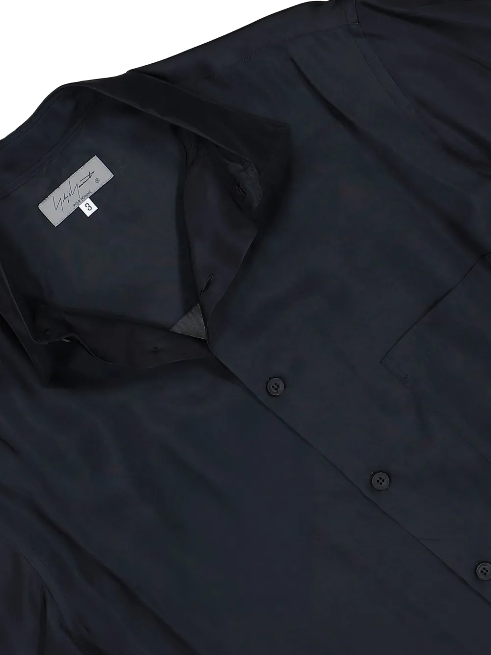 Yohji Yamamoto Big overhemd met halve mouwen Zwart