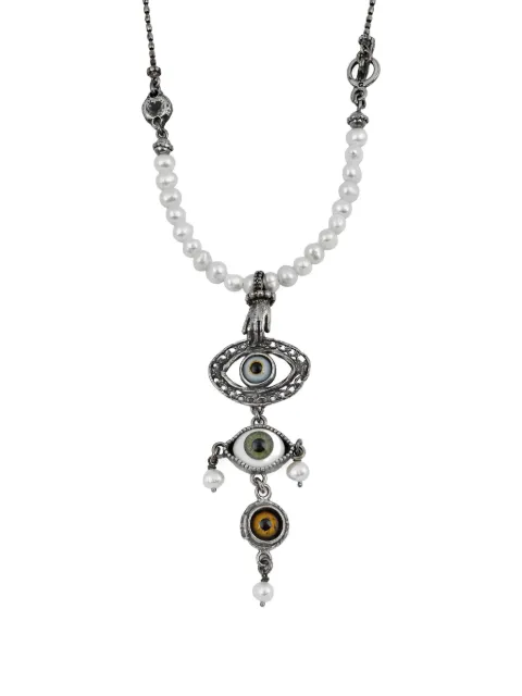 Gem Kingdom eye-pendant pearl necklace
