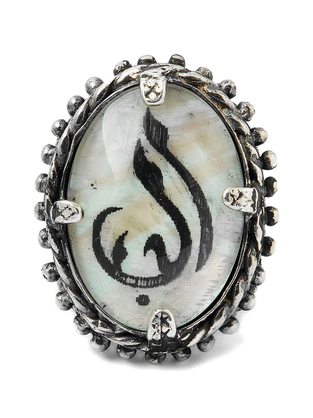 Gem Kingdom engraved mother-of-pearl ring - Argento