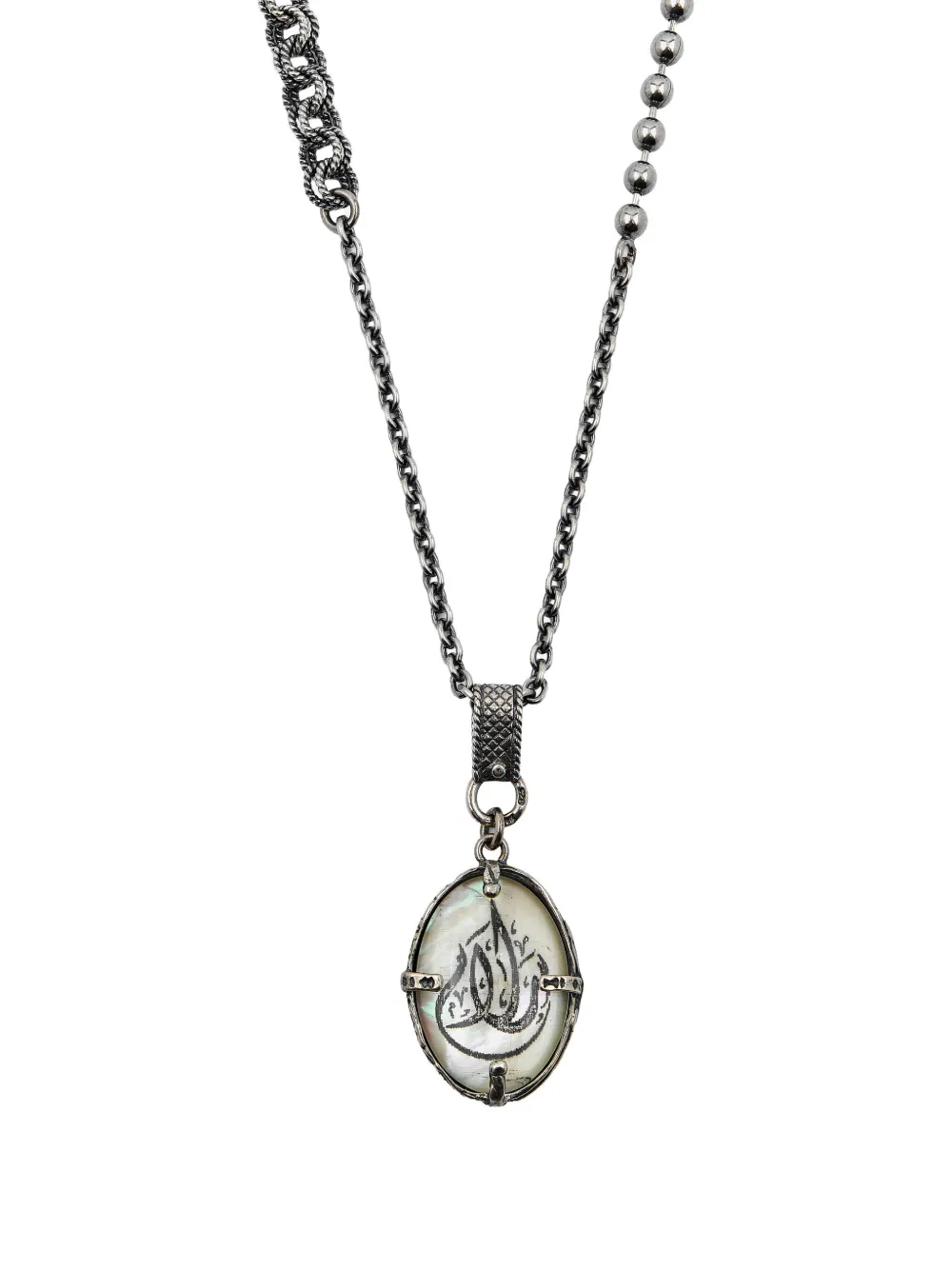 Gem Kingdom Peace carved mother-of-pearl necklace - Argento