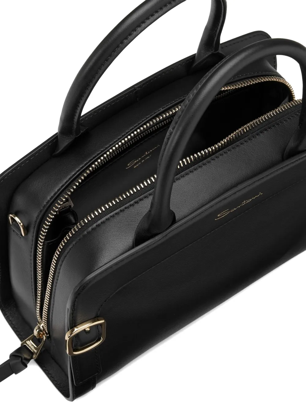 Santoni Buckle-detail Tote Bag in Black, view 4