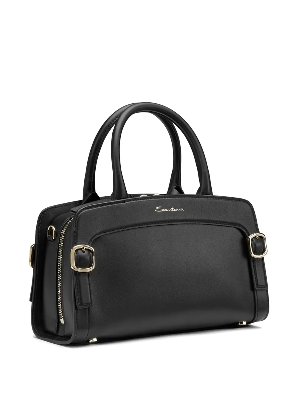 Santoni Buckle-detail Tote Bag in Black, view 3
