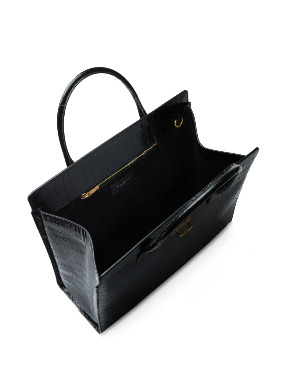 Nili Lotan Lou leren shopper met krokodillen-effect Zwart