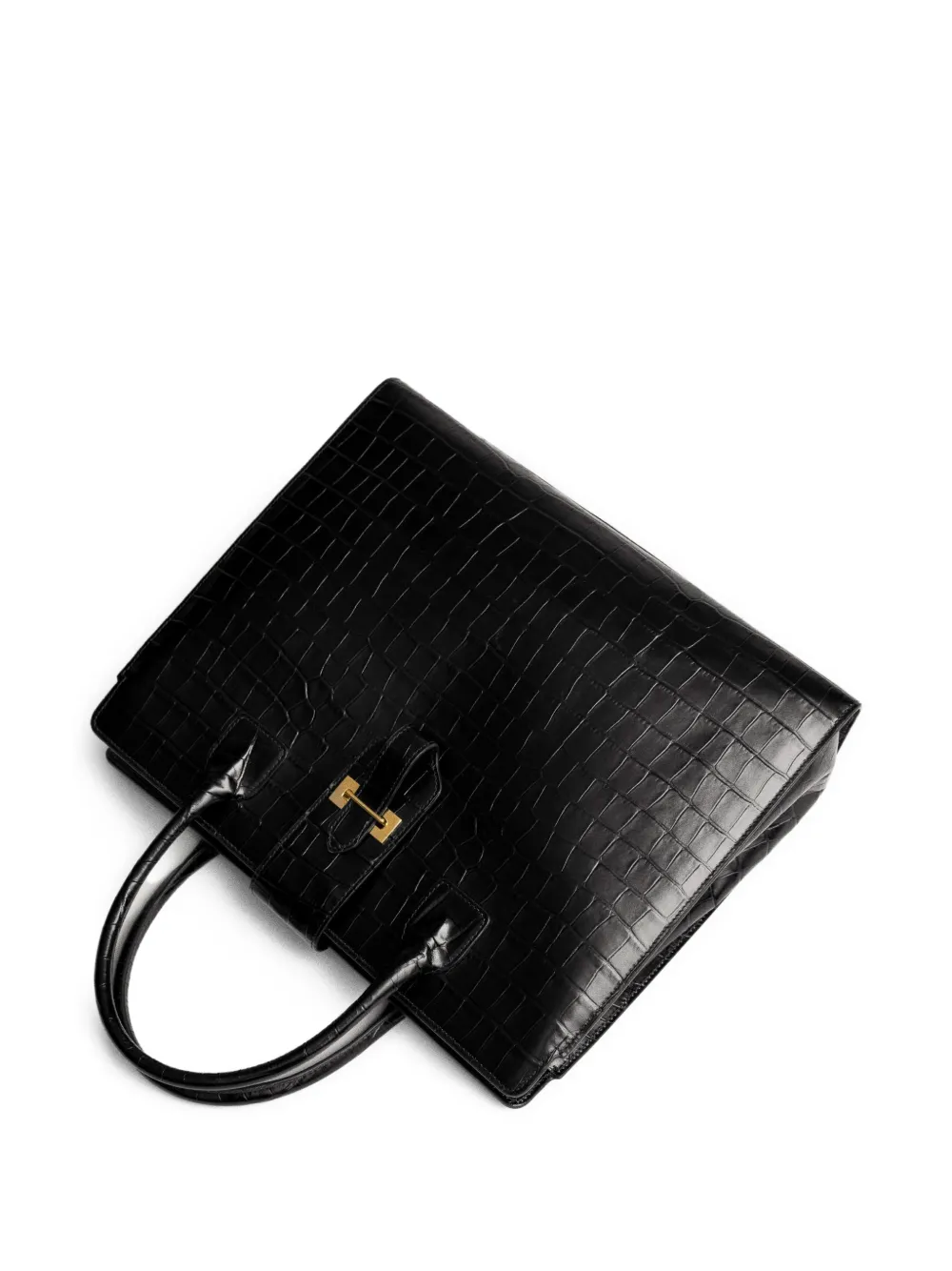 Nili Lotan Lou leren shopper met krokodillen-effect Zwart
