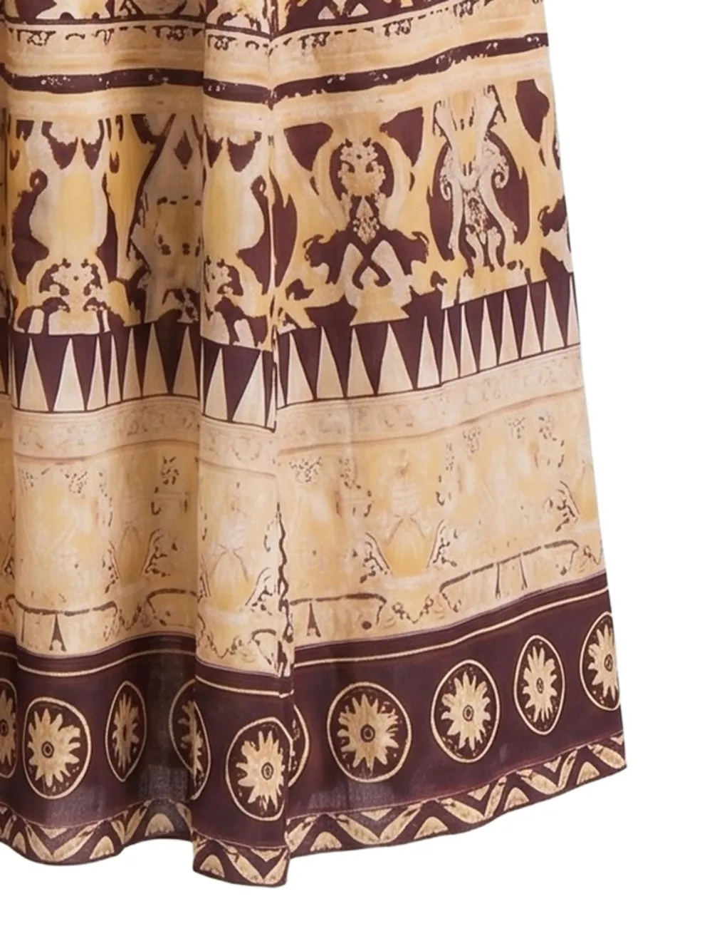 Maria Cher Gesmockte midi-jurk met abstracte print Beige