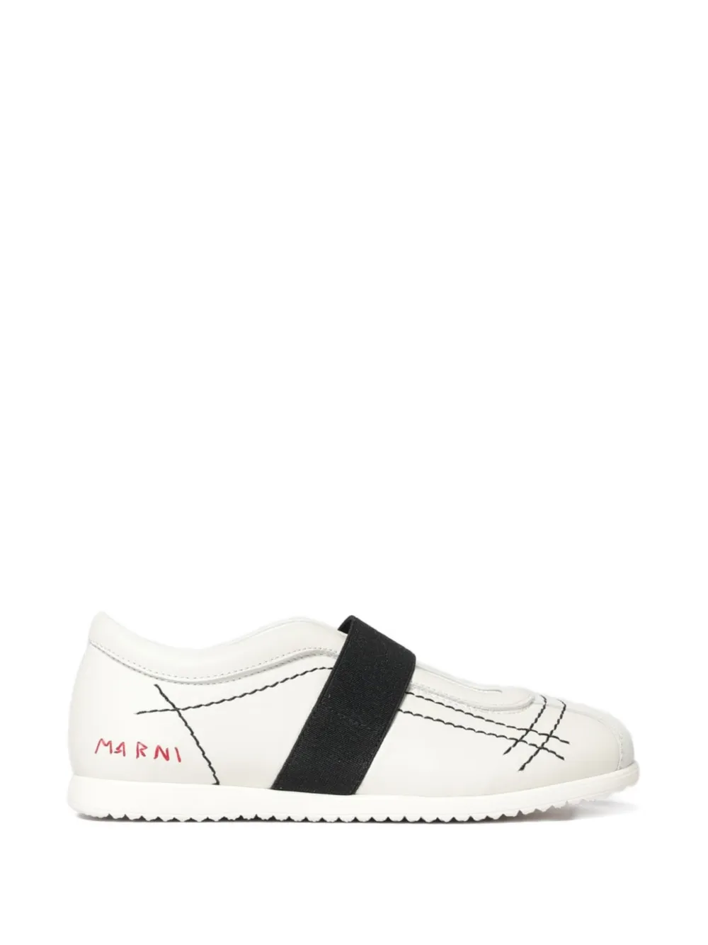 Marni Kids contrast-stitch elasticated-strap sneakers Beige