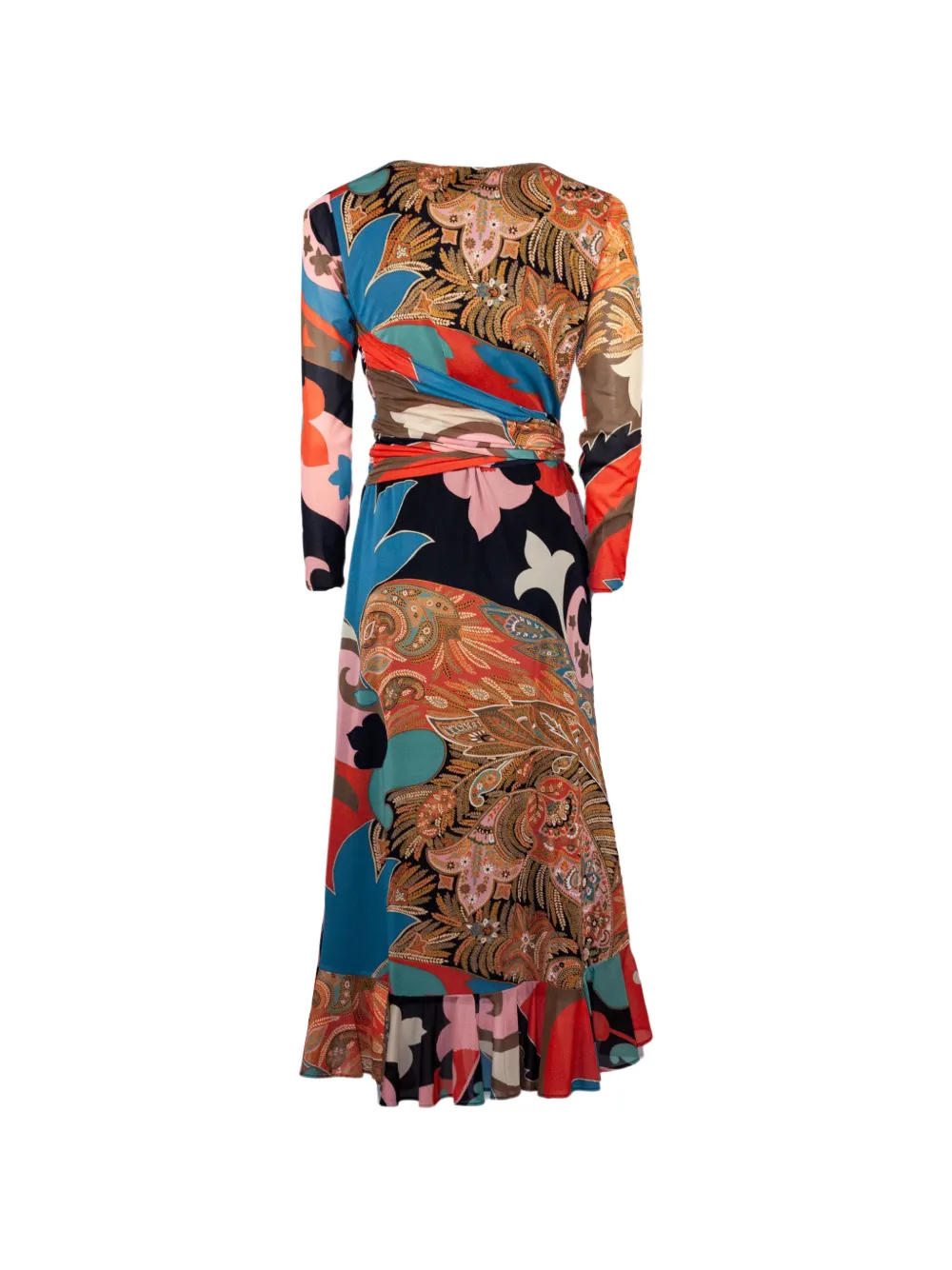ETRO Jurk met paisley-print en gesp Oranje