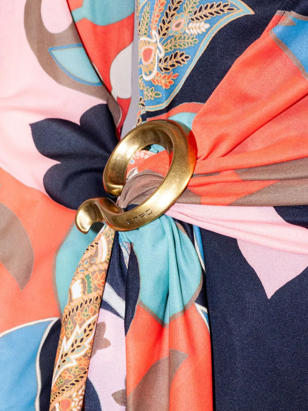 ETRO Jurk met paisley-print en gesp Oranje