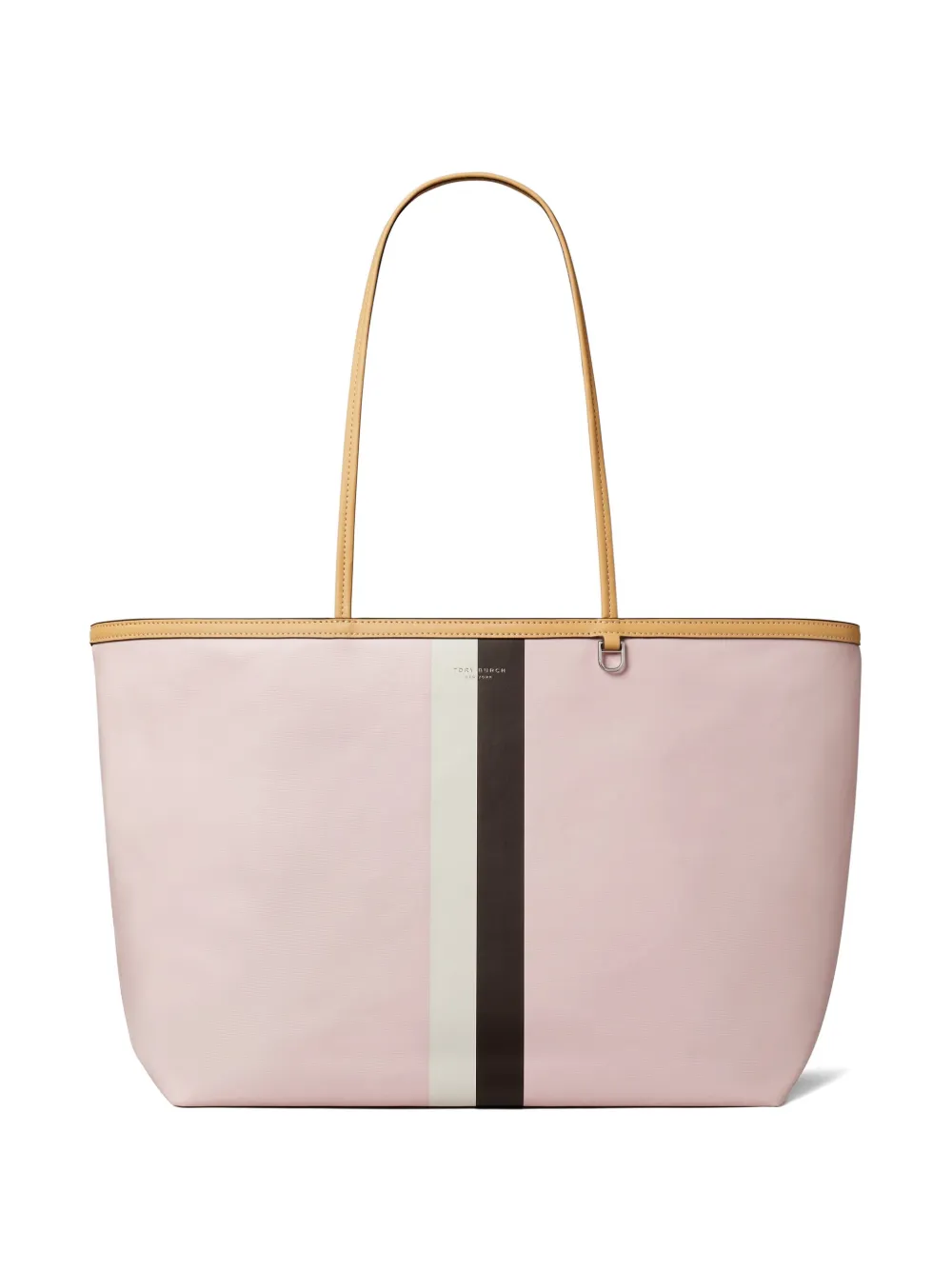 Tory Burch Racer striped-detail logo-print tote bag - Rosa