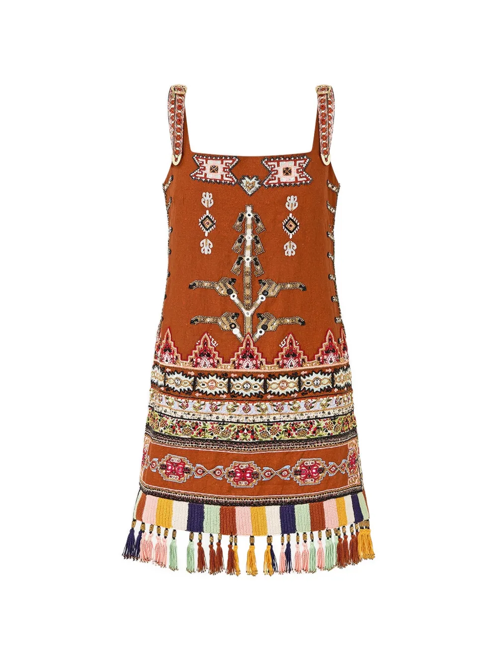 Camilla bead-embellished mini dress - Marrone