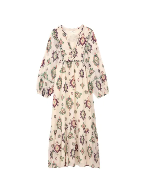 Ba&Sh Oelia embroidered ikat-print midi dress