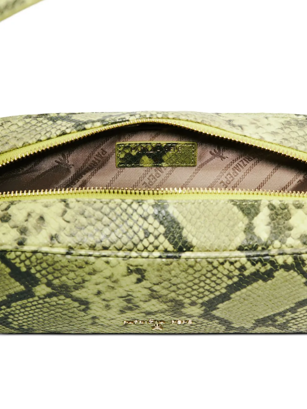 Patrizia Pepe Schoudertas met pythonprint Groen