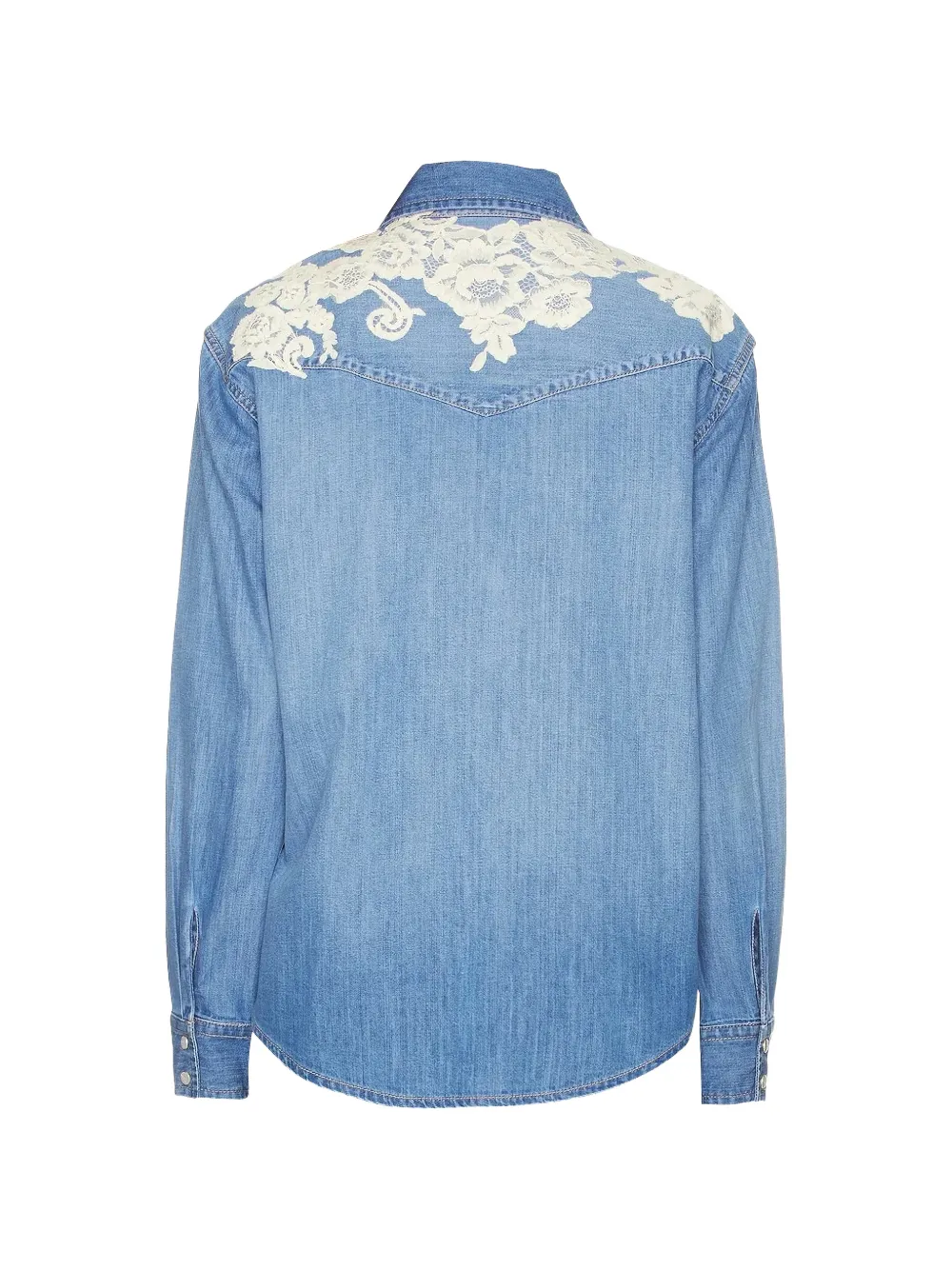  Loveshackfancy Camisa Vaquera Con Aplique De Encaje - Azul 
