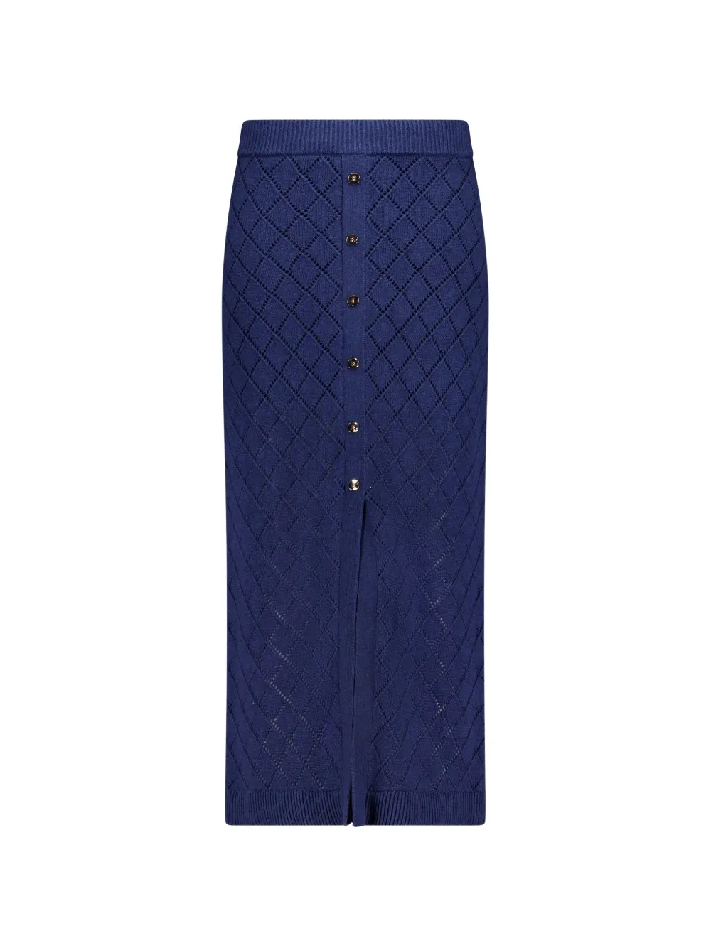 HEVRON diamond-pattern button-detail skirt - Blu