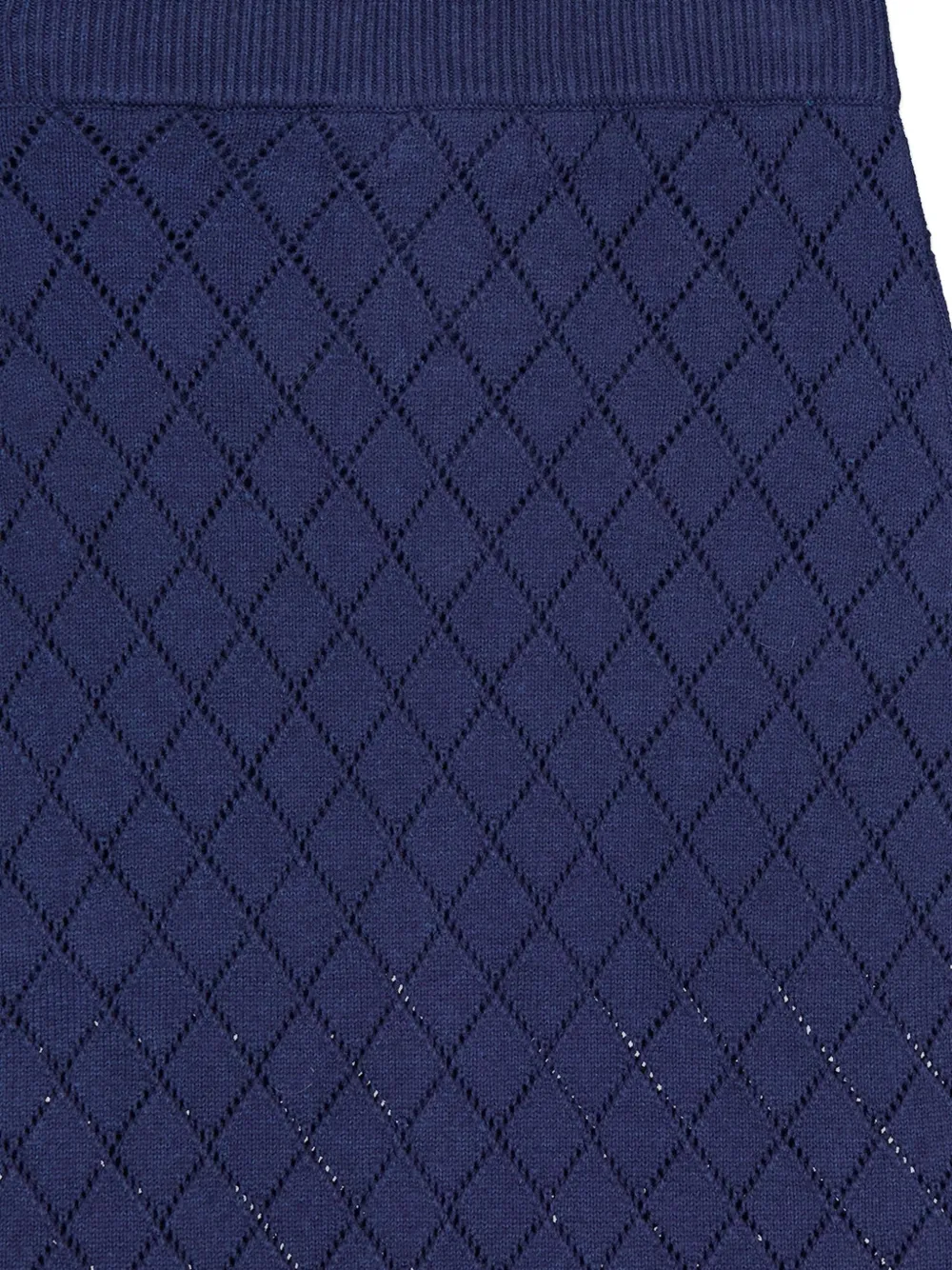 HEVRON Rok met diamantpatroon en knoopdetail Blauw