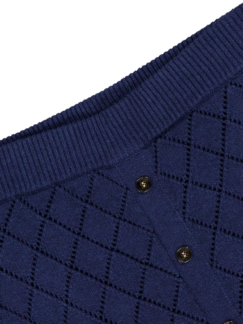 HEVRON Rok met diamantpatroon en knoopdetail Blauw