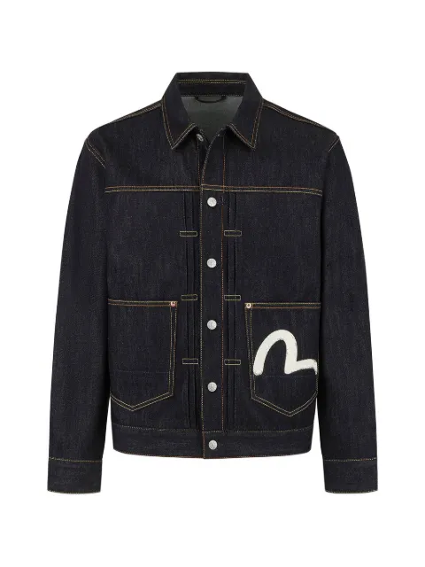 EVISU Seagull-print pleated denim jacket