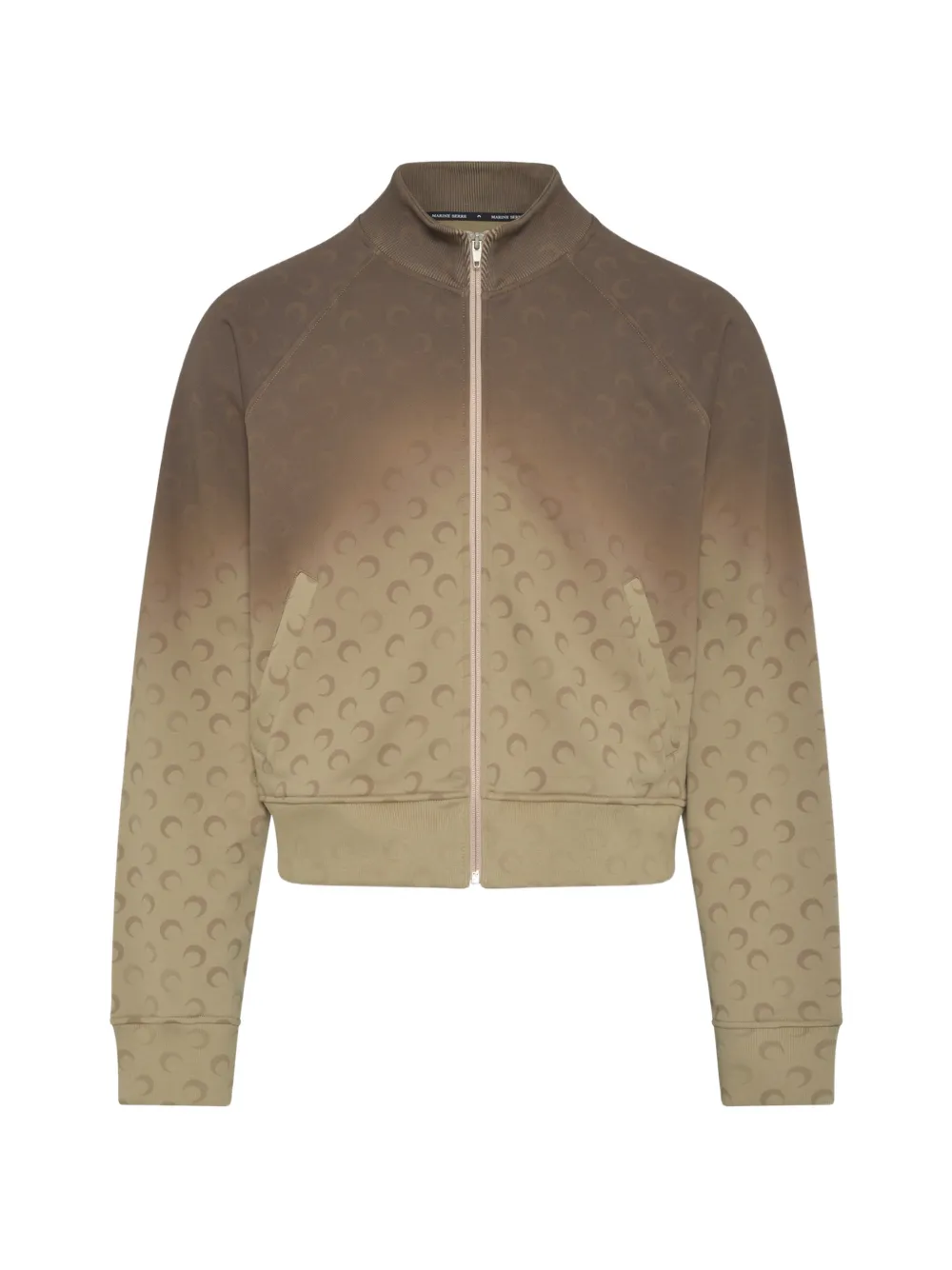 Marine Serre Moon-print Zip-up Sweater In Brown