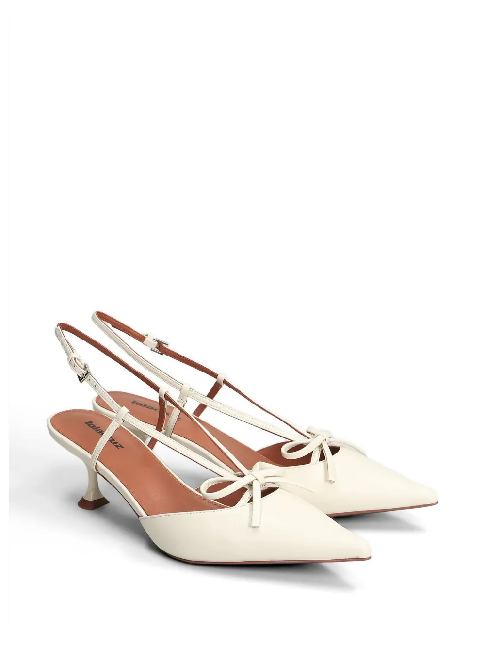 Lola Cruz Audrey bow-detail slingback pumps Beige