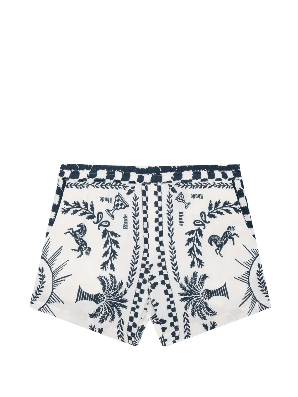 RHUDE graphic-print drawstring shorts - Bianco