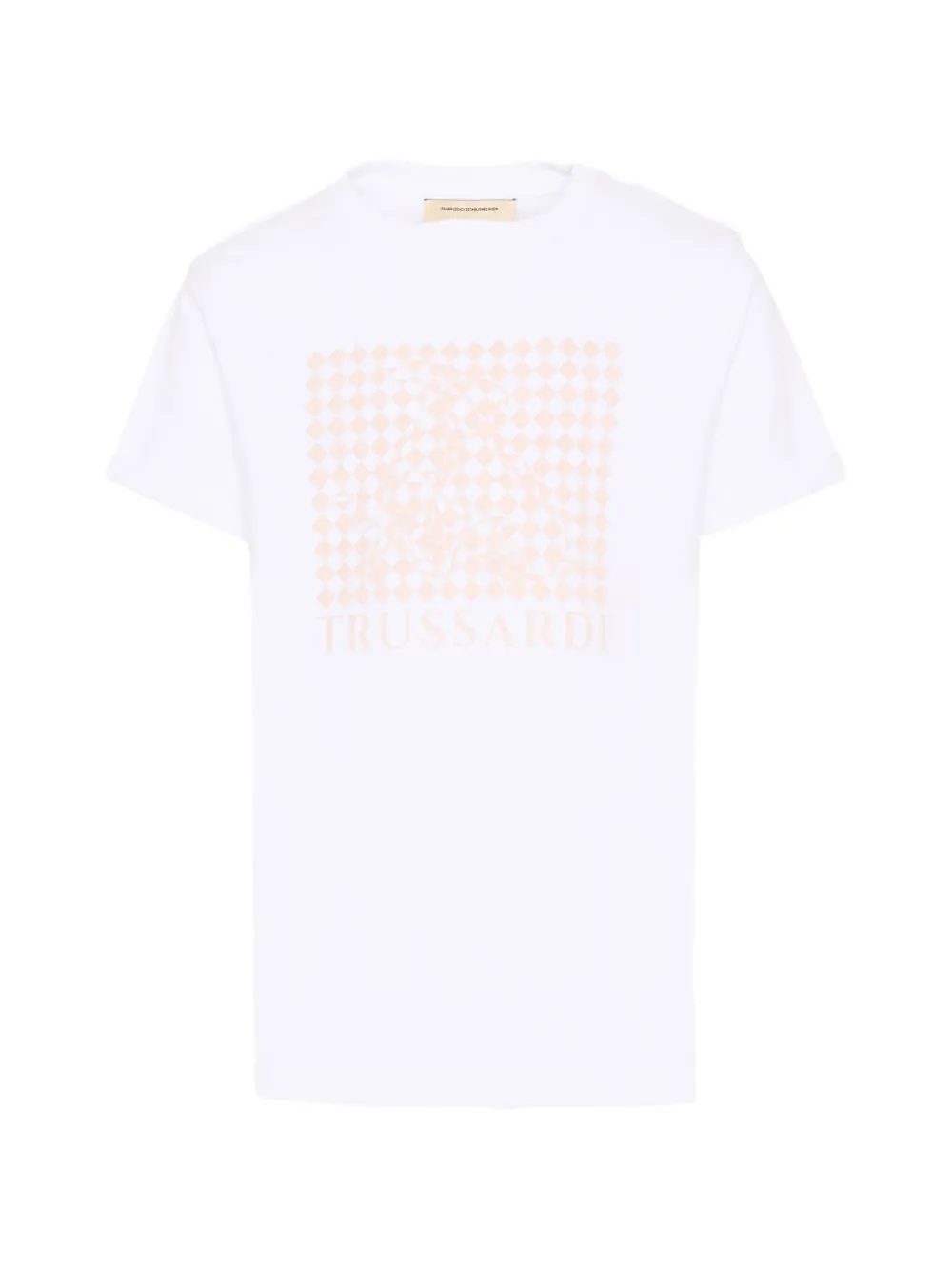 TRUSSARDI JUNIOR logo-print checkered T-shirt - Bianco