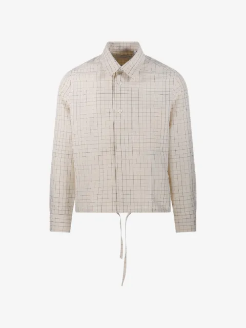 Lardini check-pattern drawstring-hem shirt