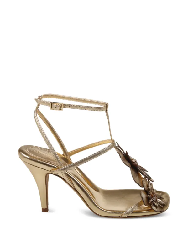 Zimmermann Belara Metallic Leather Sandals in Gold