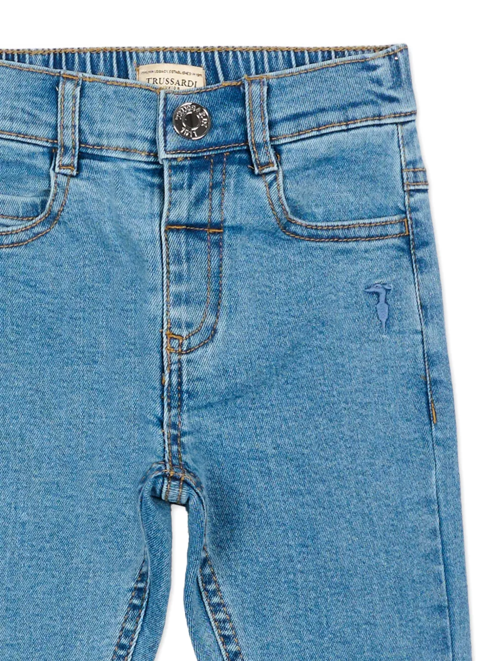 TRUSSARDI JUNIOR Jeans met elastische taille en geborduurd logo Blauw