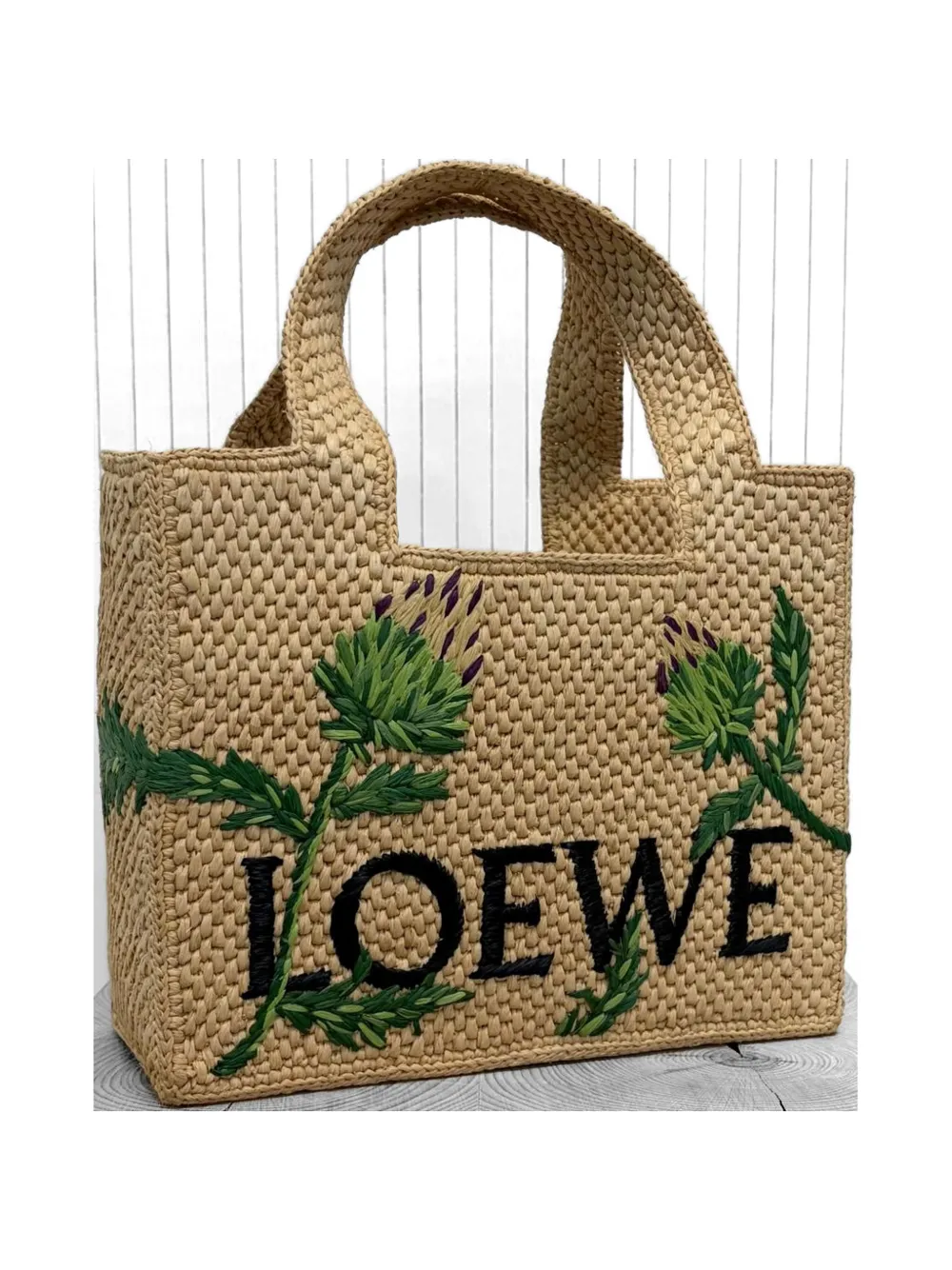 LOEWE Font artichoke-embroidered tote bag - Toni neutri