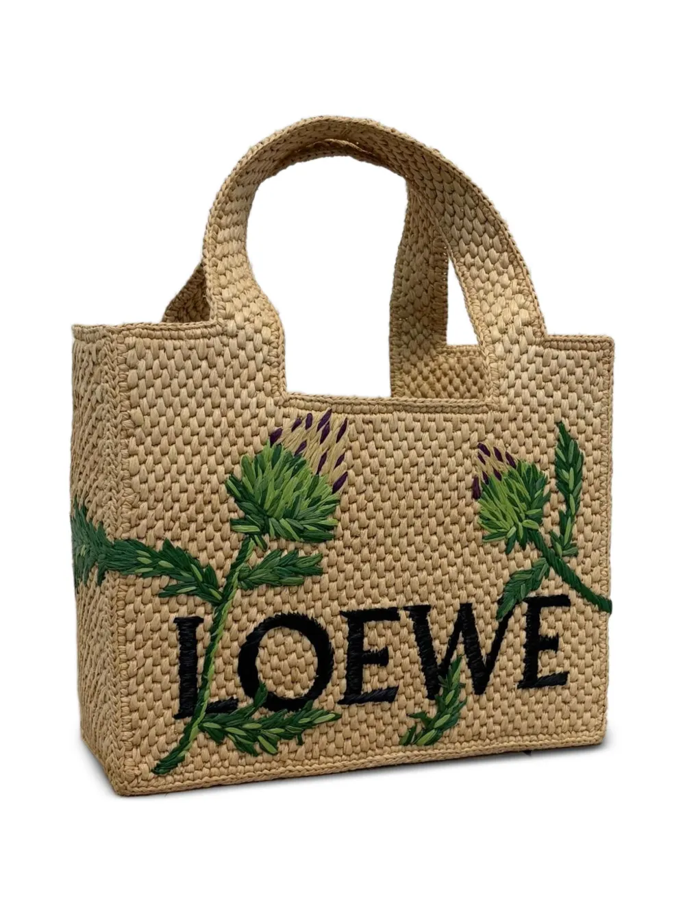 LOEWE Font artichoke-embroidered tote bag - Neutrals