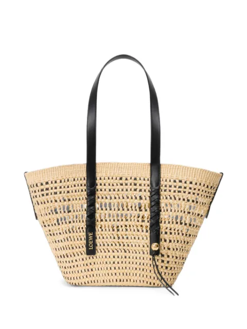 LOEWE medium Braid Basket in iraca palm and calfskin