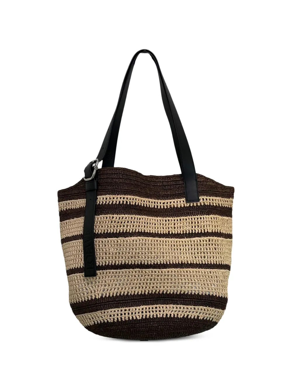 LOEWE Loop Basket striped shoulder bag - Marrone