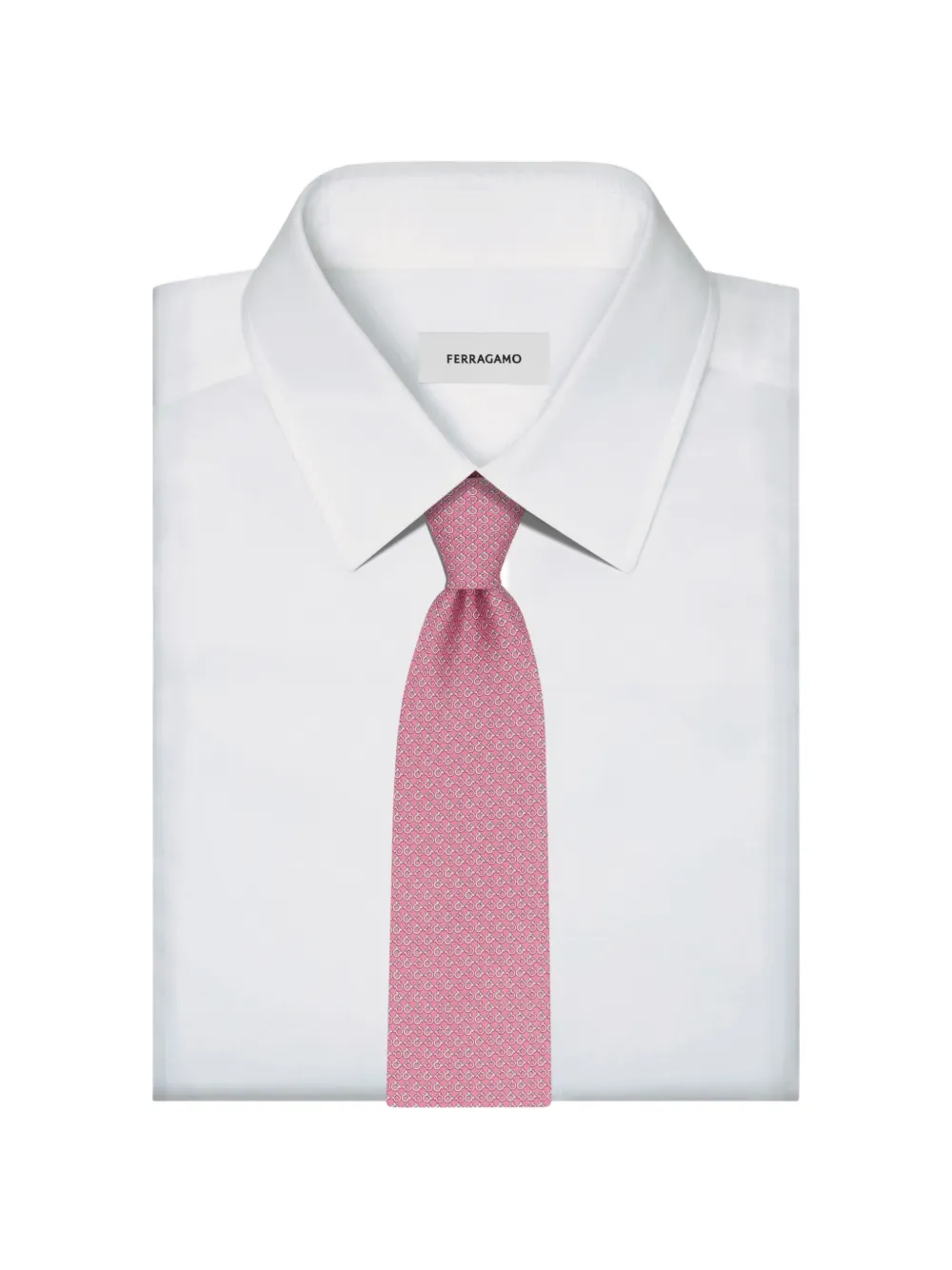 Ferragamo Zijden stropdas met Gancini-print Roze