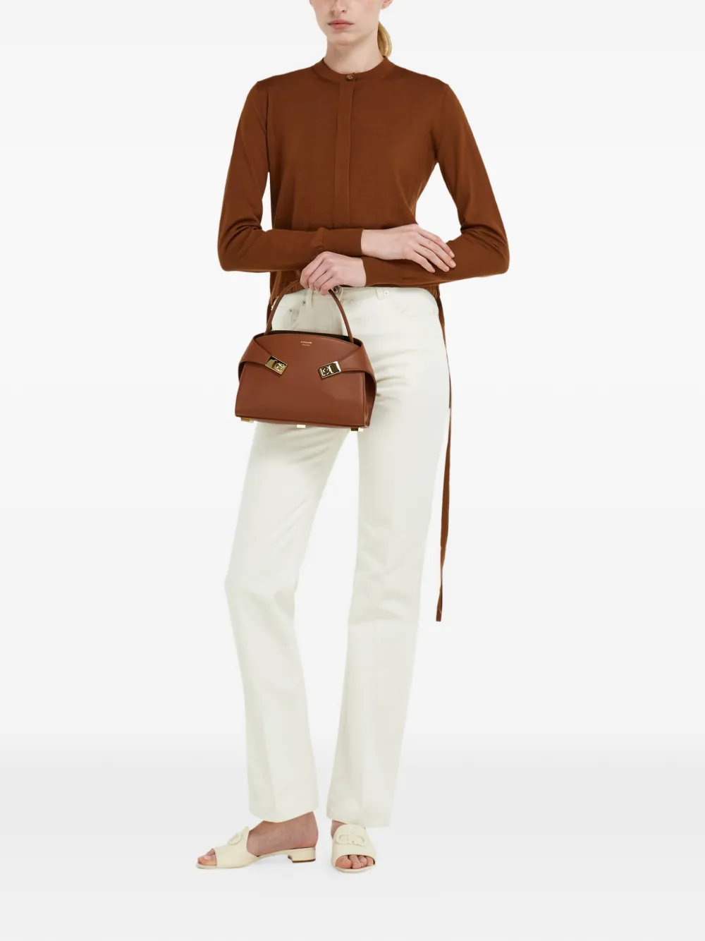 Ferragamo Hug Soft tweekleurige handtas (XS) Bruin