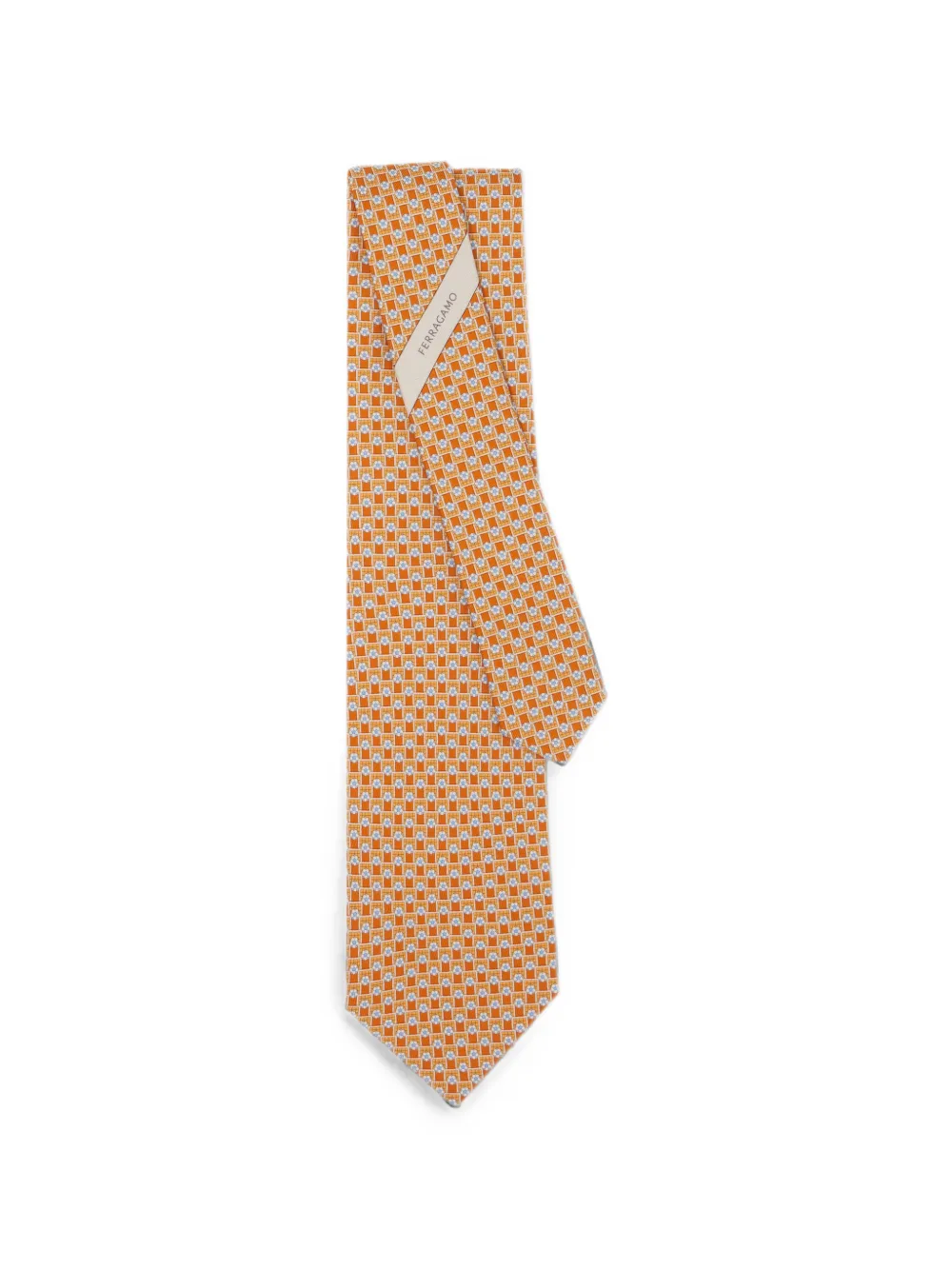Ferragamo Zijden stropdas met toernooiprint Oranje