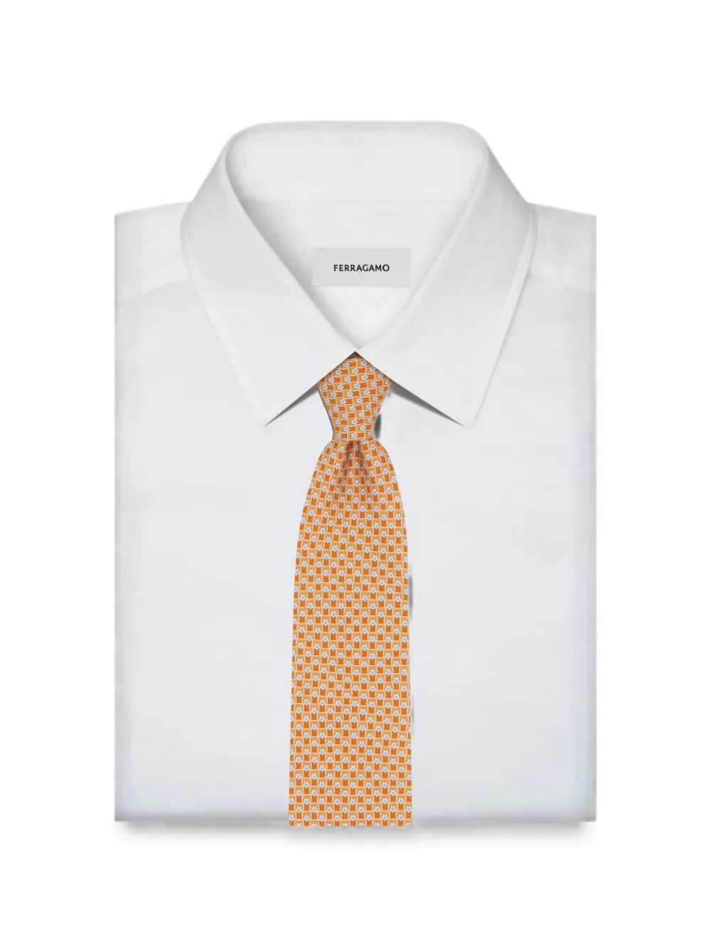 Ferragamo Zijden stropdas met toernooiprint Oranje