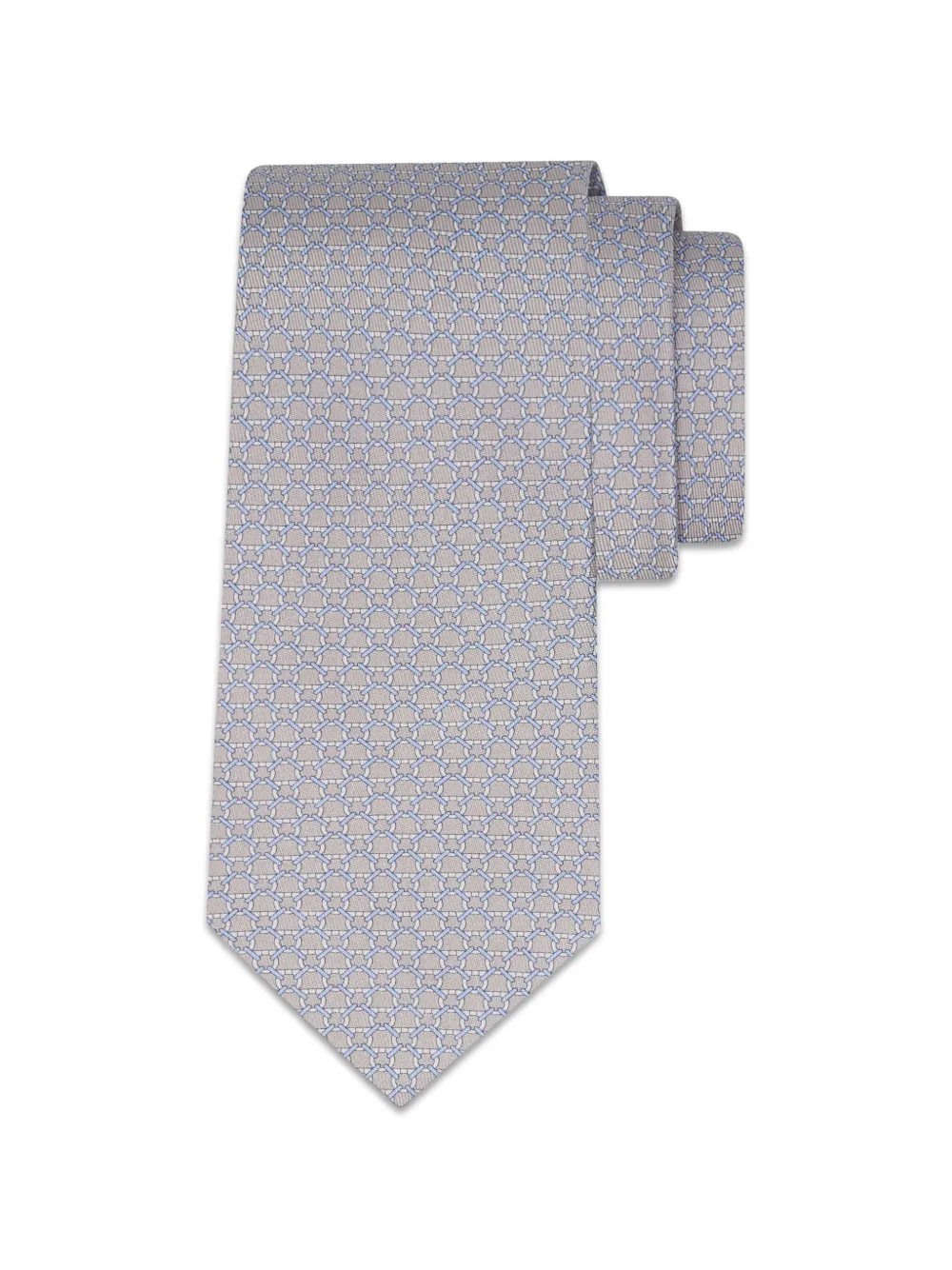 Ferragamo Zijden stropdas met schakel-print Beige