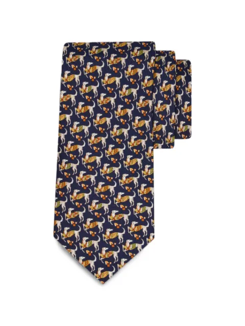 Ferragamo Hounds-print silk tie