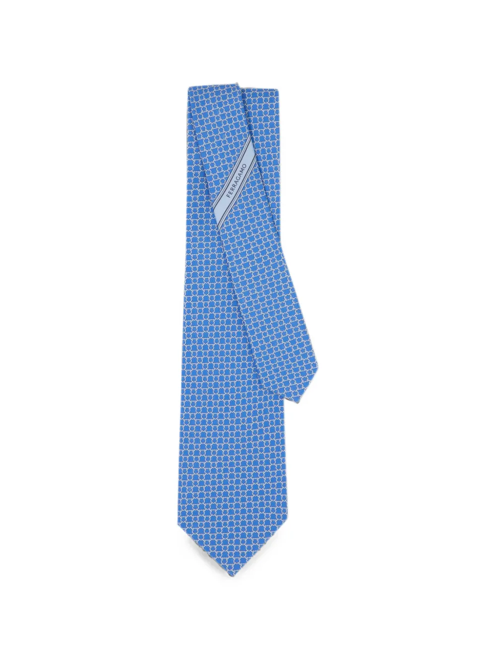 Ferragamo Link print silk tie - Blu