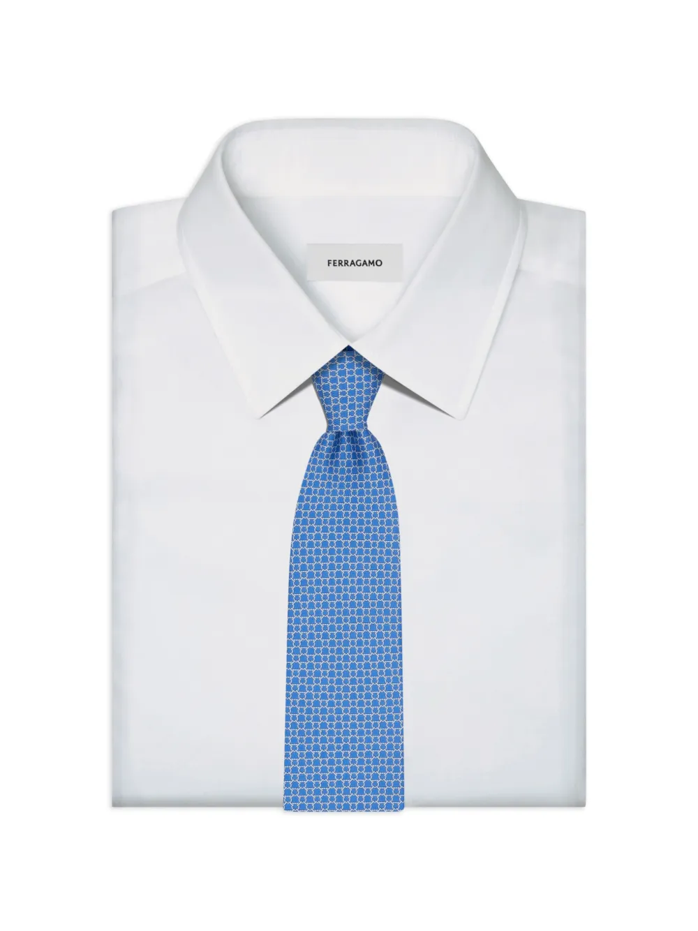 Ferragamo Zijden stropdas met Gancini-patroon Blauw
