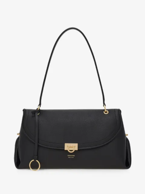 Gancini pebbled-leather shoulder bag