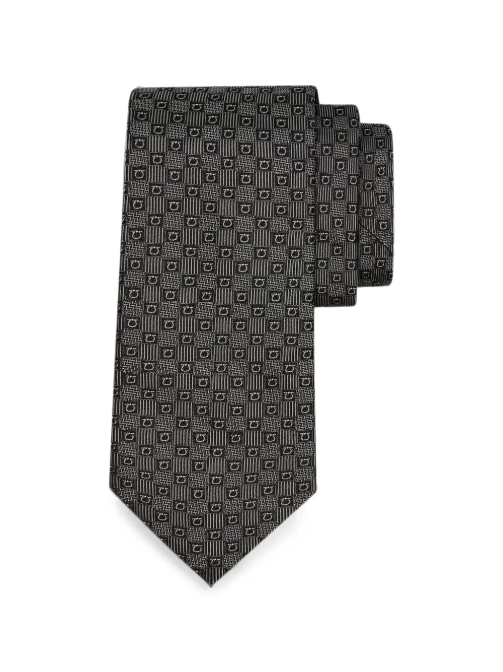 Ferragamo Gancini silk jacquard tie - Nero