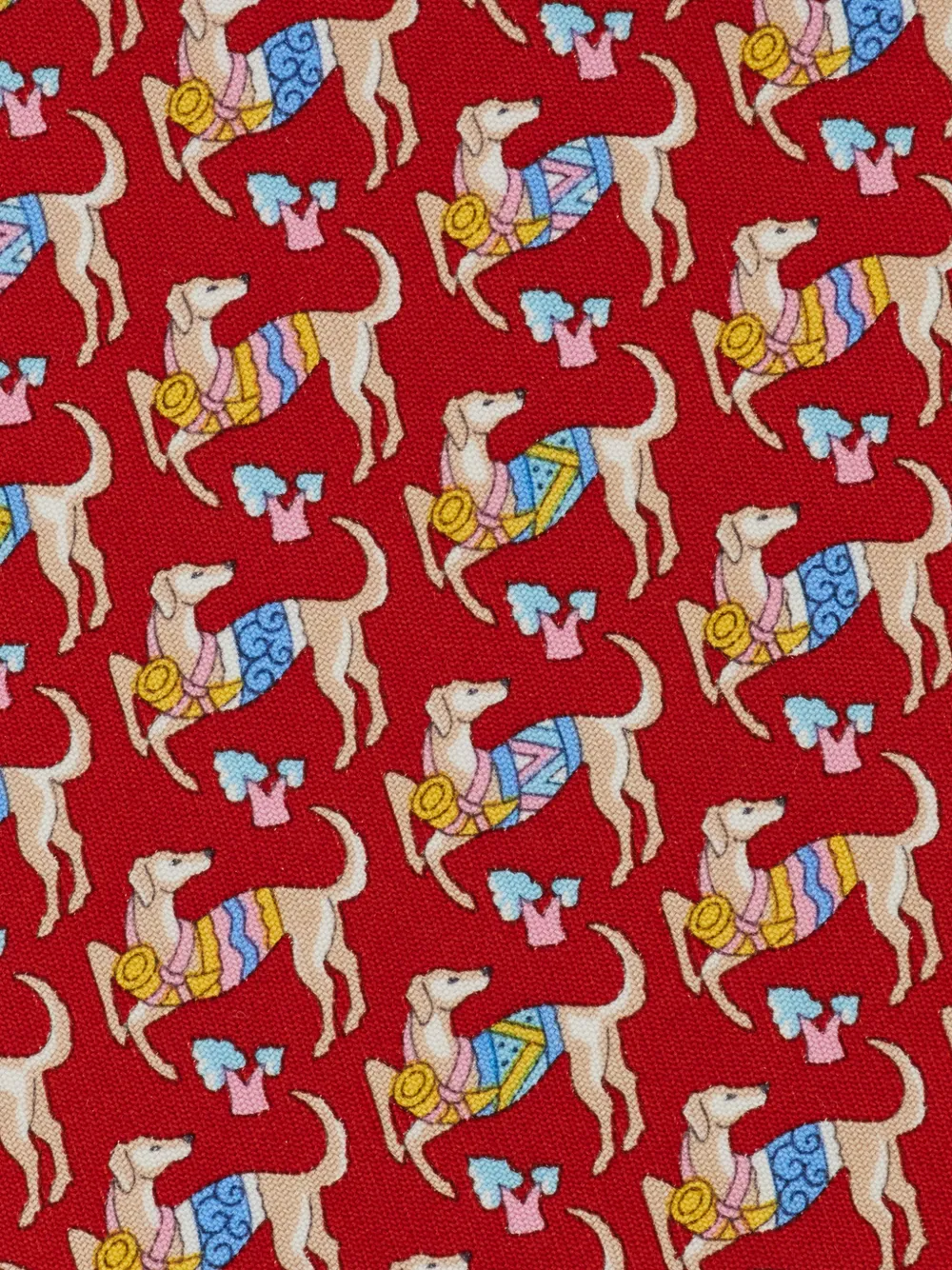 Ferragamo Zijden stropdas met Hounds-print Rood