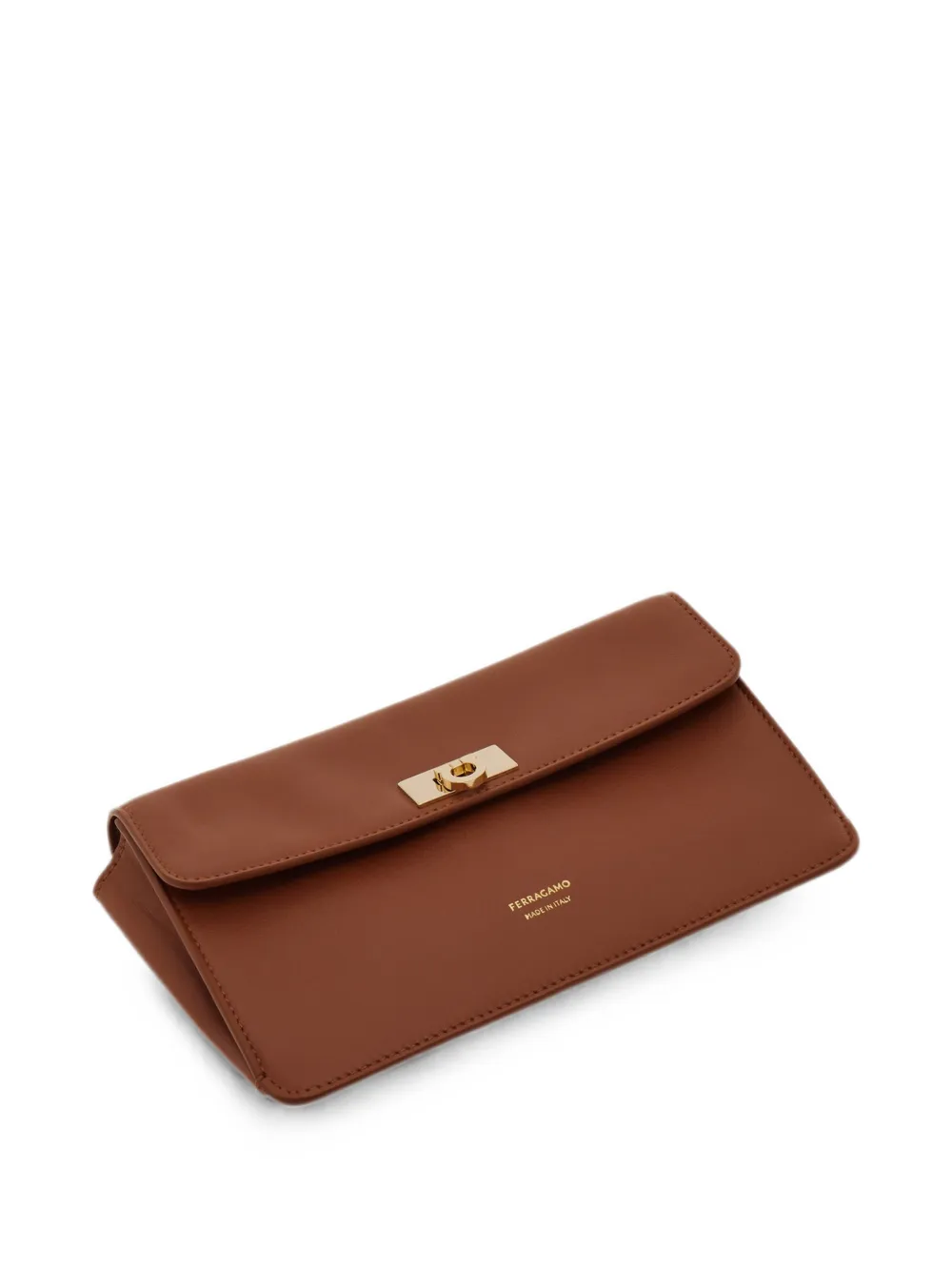 Ferragamo Gancini clutch met draaislot Bruin